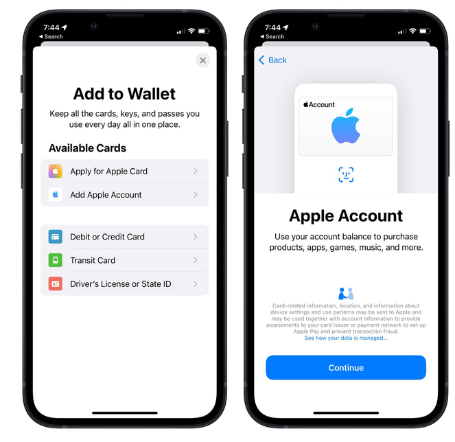 市北苹果手机维修分享iOS 15.5钱包App如何添加 Apple 账户 